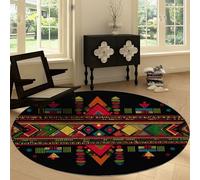 Alfombra Redondo Moderna 160 cm Lavable a Máquina, Alfombra de Pelo Corto Antideslizante Italiano - Moqueta Resistente Tradicional Tribu Geométrico Arquitectura para Salón Dormitorio Comedor Oficina