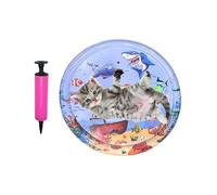 Alfombra refrescante para gatos - Alfombra de refrigeración interactiva y redonda para gatos, cojín para suelo, camping, viaje, piscina al aire libre, sueño