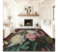 Alfombra Resistente a Las Estilo William Morris Floral Vintage para el hogar, Oficina, Dormitorio, salón, Cocina Rosa Lavable, 90 x 150 cm