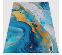 Alfombra Resistente a Las Fluido de Lujo de ágata para el hogar, Oficina, Dormitorio, salón, Cocina Azul Marino Lavable, 140 x 200 cm