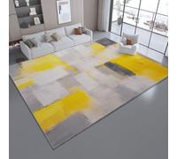 Alfombra Resistente a Las Geométrico Moderno Simple para el hogar, Oficina, Dormitorio, salón, Cocina Amarillo-Gris Lavable, 60 x 110 cm