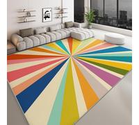 Alfombra Retro Elegante Futurista Vibrante, 140 x 200 cm Alfombra Lavable Salón Tapete Arcoíris Dormitorio Antibacteriana Antideslizante Base Tapete Cocina
