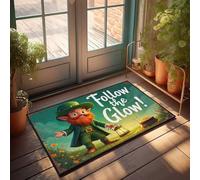 Alfombra retro Follow The Glow: A Leprechaun'S Magical Lantern Journey Doormat Home Sweet Home Alfombra para puerta de entrada del hogar (50 x 80 cm)