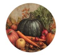 Alfombra Retro Harvest Round Area Estampado Patrón de Calabaza y Verduras Estampado Antideslizante Lavable Dormitorio Moqueta de Pelo bajo para Comedor de Granja 200x200cm