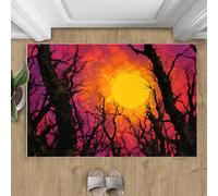 Alfombra roja para el sol, alfombra de área para sala de estar, alfombra de árbol muerto para dormitorio, antideslizante, lavable, alfombra de pelo corto, decoración de habitación, 80 x 150 cm