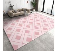 Alfombra rosa para dormitorio y niñas, 100 x 200 cm, grande, lavable, antideslizante, diseño geométrico minimalista, decoración de interiores para sala de estar y dormitorio.
