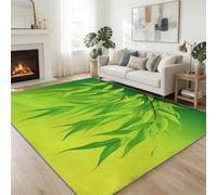 Alfombra Rural Pastoral Plantas Sauce, 80 x 150 cm Alfombra Lavable Salón Tapete Verde Claro Dormitorio Antibacteriana Antideslizante Base Tapete Cocina