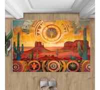 Alfombra rústica geométrica, alfombra de cactus para sala de estar, dormitorio con geometría tribal, lavable, antideslizante, decoración del hogar, 180 x 240 cm