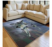 Alfombra Sala 140 x 200 cm Aviones de Combate Antideslizante Lavable, Pelo Corto, Modernas Verde Alfombra Dormitorio, Comedor y Cocina