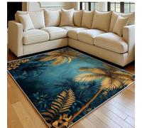 Alfombra Sala 140 x 200 cm Escenas de una Selva Tropical Antideslizante Lavable, Pelo Corto, Modernas Oro Alfombra Dormitorio, Comedor y Cocina