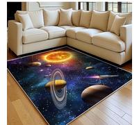 Alfombra Sala 180 x 270 cm Planetas Antideslizante Lavable, Pelo Corto, Modernas Púrpura Alfombra Dormitorio, Comedor y Cocina