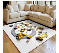 Alfombra salón 120 x 180 cm Ilustraciones de Obras de construcción Pelo Corto Lavable, Antideslizante Amarillo Alfombra Grande Dormitorio, salón y Comedor