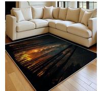 Alfombra salón 120 x 180 cm Llama del Bosque Estrellado Pelo Corto Lavable, Antideslizante Color Naranja Alfombra Grande Dormitorio, salón y Comedor