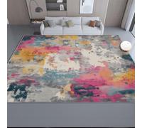 Alfombra Salón 120 x 180 cm Suave Antideslizante Bloques de Color de Pintura al óleo Abstracta Dormitorio, Comedor Pasillo Alfombra Rectangular Lavable a máquina Gris Oscuro
