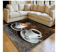 Alfombra salón 120 x 180 cm Taza y platillo de café Pelo Corto Lavable, Antideslizante Gris parduzco Alfombra Grande Dormitorio, salón y Comedor