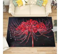 Alfombra Salon 140 x 200 cm Flores Rojas, 3D Flor La Otra Orilla Alfombra Salon Pelo Corto Lavable Antideslizante, Alfombras de Decoracion para Cocina Entrada Pasillos Comedor Salón Dormitorio M738