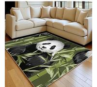 Alfombra salón 140 x 200 cm Panda Gigante de bambú Antideslizante Lavable en Lavadora, Pelo Corto, Modernas Estilo de Tarjeta para Dormitorio, Comedor y habitación