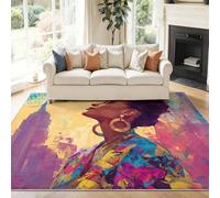 Alfombra Salón 140 x 200 cm Suave Antideslizante Retratos de Arte Pop Urbano Dormitorio, Comedor Pasillo Alfombra Rectangular Lavable a máquina Color Naranja