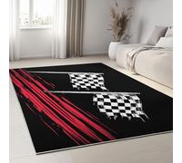 Alfombra Salón 140 x 200cm Alfombra Dormitorio Antideslizante Alfombra Pie de Cama Dormitorio Decorativa Alfombra de Área Bandera a cuadros blanca y negra de Fórmula 1 Decorativa para Sala de Estar