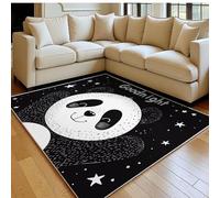 Alfombra salón 160 x 230 cm Panda de Dibujos Animados Pelo Corto mullida Antideslizante Lavable White Alfombra Dormitorio y habitación Infantil