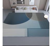 Alfombra Salón 160 x 230 cm Suave Antideslizante Circular geométrico Minimalista Dormitorio, Comedor Pasillo Alfombra Rectangular Lavable a máquina Azul Marino Gris