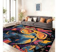 Alfombra Salón 160 x 230 cm Suave Antideslizante Gato Lindo Garabato Dormitorio, Comedor Pasillo Alfombra Rectangular Lavable a máquina Azul
