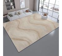 Alfombra Salón 160 x 230 cm Suave Antideslizante Textura de Ondas Naturales Dormitorio, Comedor Pasillo Alfombra Rectangular Lavable a máquina Beige Marfil
