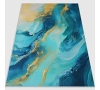 Alfombra Salon 180 x 250 cm Antideslizante Alfombras Lavables en Lavadora Habitacion Dormitorio Abstracto de Lujo Fluido Comedor Modernas Tapete Quarto Pelo Corto Azul Marino