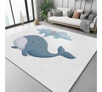 Alfombra Salón 180 x 250 cm Suave Antideslizante Ballena del Amor Linda Comedor Pasillo Alfombra Rectangular Lavable a máquina Azul Rosa
