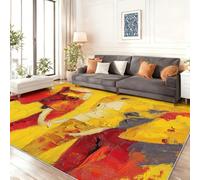 Alfombra Salón 180 x 250 cm Suave Antideslizante Pinturas al óleo de Elefantes de Arte Pop Dormitorio, Comedor Pasillo Alfombra Rectangular Lavable a máquina Amarillo Mostaza