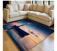 Alfombra salón 180 x 270 cm Faro del Barco del Cielo Estrellado avable Antideslizante, Pelo Corto Suave Azul Oscuro Modernas, Alfombra Dormitorio, Infantil y Sala Grande