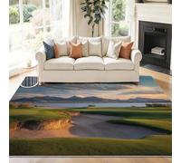 Alfombra Salon 60 x 110 cm Antideslizante Alfombras Lavables en Lavadora Habitacion Dormitorio Campo de Golf Realista Comedor Modernas Tapete Quarto Pelo Corto Verde