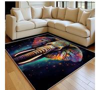 Alfombra salón 60 x 90 cm Animales Elefante Pelo Corto Lavable Antideslizante Cielo Estrellado Colorido Alfombra Dormitorio Matrimonio, Comedor y habitación