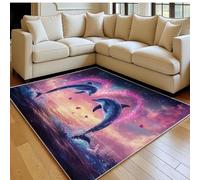 Alfombra salón 60 x 90 cm Delfín del océano en el Cielo Estrellado Pelo Corto Lavable Antideslizante Pintura De Diamantes Alfombra Dormitorio Matrimonio, Comedor y habitación