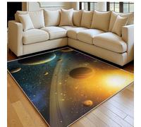 Alfombra salón 60 x 90 cm El Universo y los Planetas Pelo Corto Lavable Antideslizante marrón Alfombra Dormitorio Matrimonio, Comedor y habitación