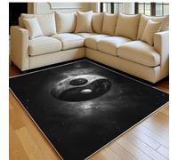 Alfombra salón 60 x 90 cm Patrón Yin-Yang del Cielo Estrellado Pelo Corto Lavable Antideslizante Negro Alfombra Dormitorio Matrimonio, Comedor y habitación