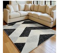 Alfombra salón 80 x 120 cm Patrones Textiles geométricos Abstractos Lavable Pelo Corto Antideslizante Negro Suave Alfombra Grande para Dormitorio, Cocina y Comedor