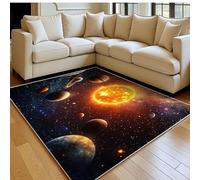 Alfombra salón 80 x 120 cm Planetas en el Sistema Solar Lavable Pelo Corto Antideslizante Color Naranja Suave Alfombra Grande para Dormitorio, Cocina y Comedor
