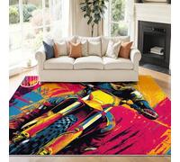Alfombra Salon 90 x 150 cm Antideslizante Alfombras Lavables en Lavadora Habitacion Dormitorio Salpicadura de Tinta dinámica para Motocicletas Comedor Modernas Tapete Quarto Pelo Corto Color Naranja