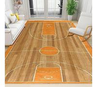 Alfombra Salón - Alfombra 3D Piso De Madera De La Cancha De Baloncesto 80 X 160 Cm,Tappeto per Bambini,Antideslizantes Y Lavable,Alfombras Decorativas para Dormitorio,Comedor,Pasillo,Interiores