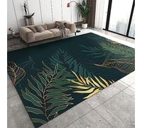 Alfombra Salón - Alfombra 3D Planta Hoja De Oro Verde 120 X 160 Cm,Tappeto per Bambini,Antideslizantes Y Lavable,Alfombras Decorativas para Dormitorio,Comedor,Pasillo,Interiores