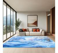 Alfombra Salon Azul 80 x 150 cm - Antideslizante Alfombras Lavables en Lavadora Alfombra Habitacion Dormitorio Comedor, Anime Campos De Nieve Campos De Hielo Bosques Tapete Juvenil Pelo Corto
