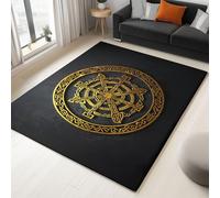 Alfombra Salón Beige 60 x 120 cm, Patrón de Místico Geometría Segnos, Antideslizante Lavable en Lavadora Pelo Corto Tapete Moderno para Habitación Dormitorio y Comedor, Negro