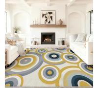 Alfombra Salon Beige Antideslizante Alfombras Lavables 40 x 60 cm, Retro Elegante Geométrico Círculos Concéntricos Alfombra Pelo Corto en Lavadora Tapetes para Sala Habitacion Dormitorio Comedor