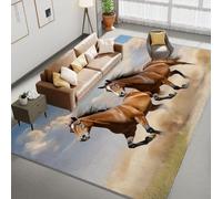 Alfombra Salón Caballo salvaje corriendo 160 x 230cm Alfombra Dormitorio Antideslizante Alfombra Pie de Cama Dormitorio Decorativa Alfombra de Área Moderno Decorativa para Sala de Estar, Comedor