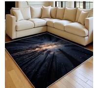 Alfombra salón Color Liso 140 x 200 cm Vista Nocturna del Bosque con Cielo Estrellado Pelo Corto mullida y Suave Modernas Azul Oscuro Alfombra Dormitorio y habitación Infantil