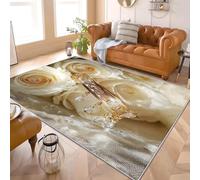Alfombra Salón Dormitorio 140x200 cm Romance Rosas Anillo De Diamantes. Moderna Lavable y Antideslizante Pelo Corto de Alfombra Blanco Suave Esponjoso Sin Desprendimiento Para Habitación Infantil