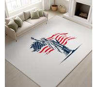 Alfombra Salon Dormitorio 60 x 100 cm , Bandera Pelo Corto Antideslizante Alfombras de Juegos para Entrada Guardería, Estatua De La Libertad Patriótico, Lavable Gris Plateado Felpudo Entrada Casa