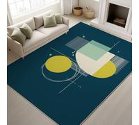 Alfombra Salon Dormitorio 60 x 100 cm, Geométrico Pelo Corto Antideslizante Alfombras de Juegos para Entrada Guardería, Formas Abstractas Creativo, Lavable Azul Medianoche Felpudo Entrada Casa