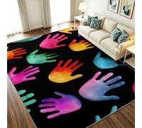 Alfombra Salón Esponjosa 120 x 170 cm Abstracto Graffiti, alfombra de dormitorio antideslizante lavable, ultra suave con cerdas Ras, Neón, huella de mano, gran alfombra para interior comedor, cocina